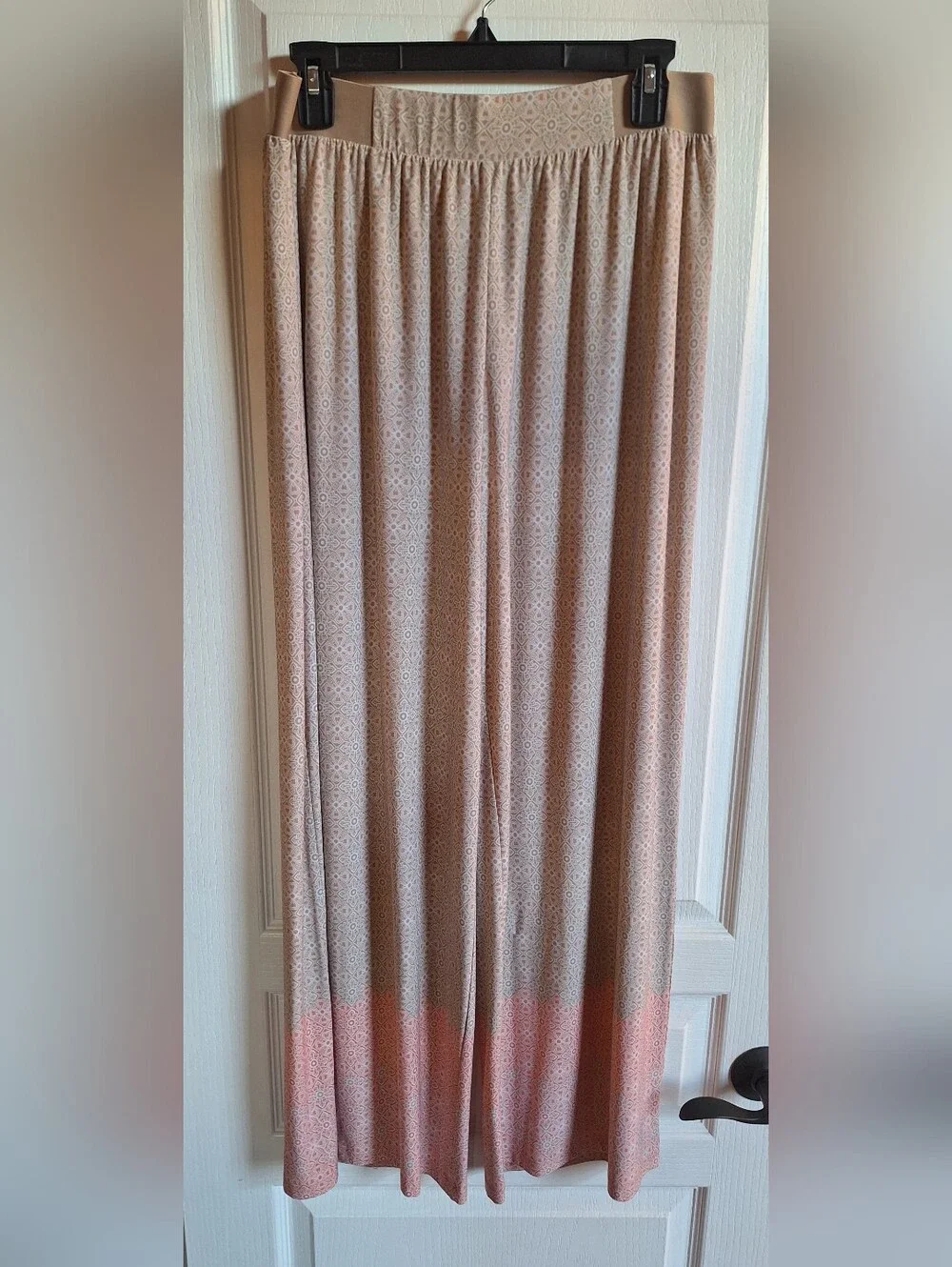 Ruby Rd. Set Peach Crochet Lace Tee and Matching Ombre Print Knit Pants